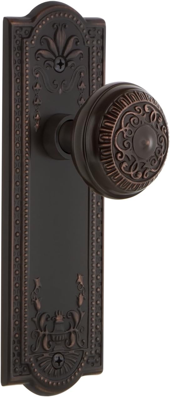 Nostalgic Warehouse Meadows Plate Privacy Egg & Dart Door Knob in Timeless Bronze