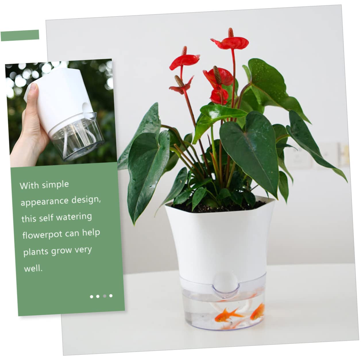 ibasenice 2 Pièces Pot de Fleurs Auto Arrosant Transparent Plastique Pot Plantes Intérieur Décoration Moderne pour Maison et Bureau Maintien de Humidité Sol