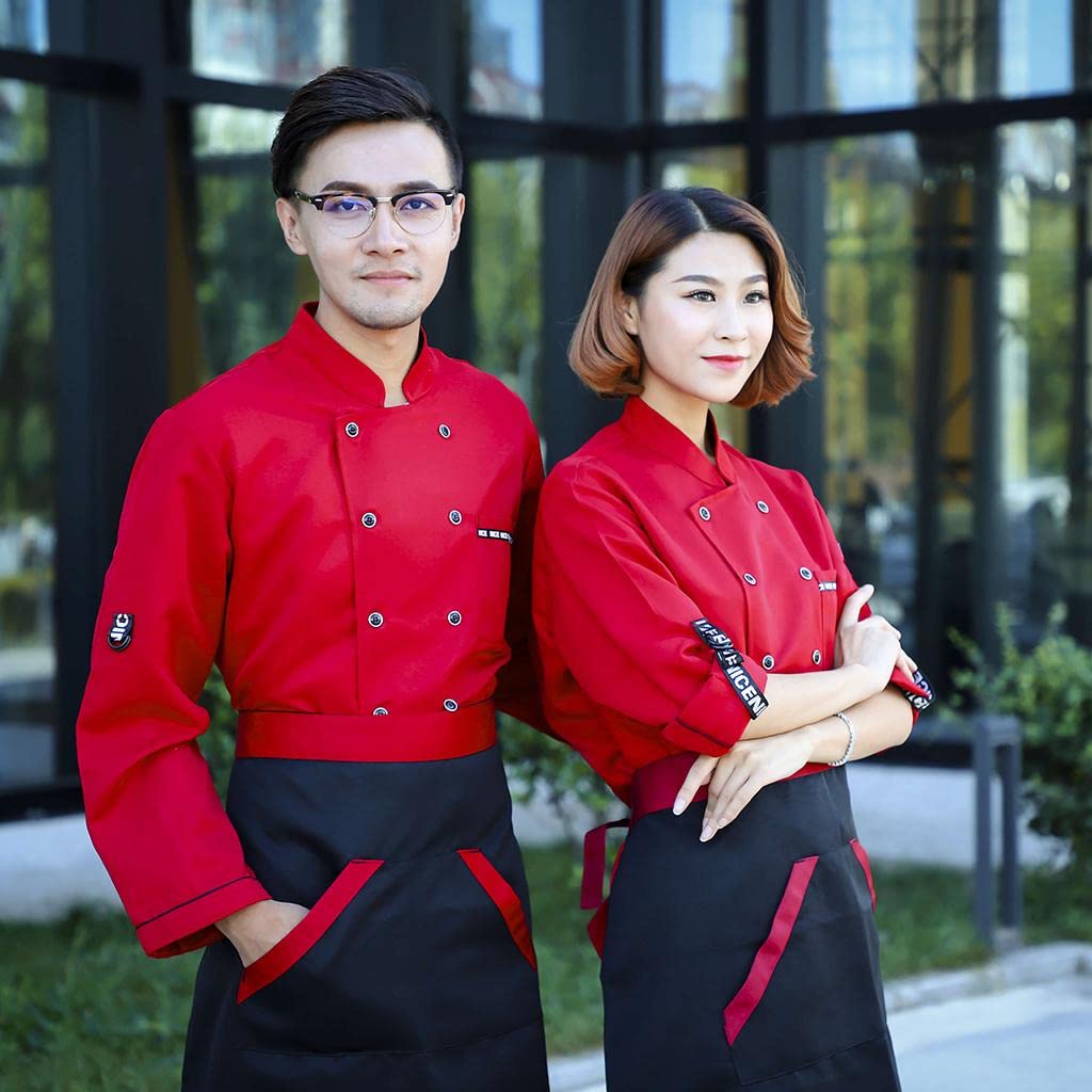 LOVIVER Abbigliamento Da Chef Elegante per Uomo E Donna, Monopetto Lungo