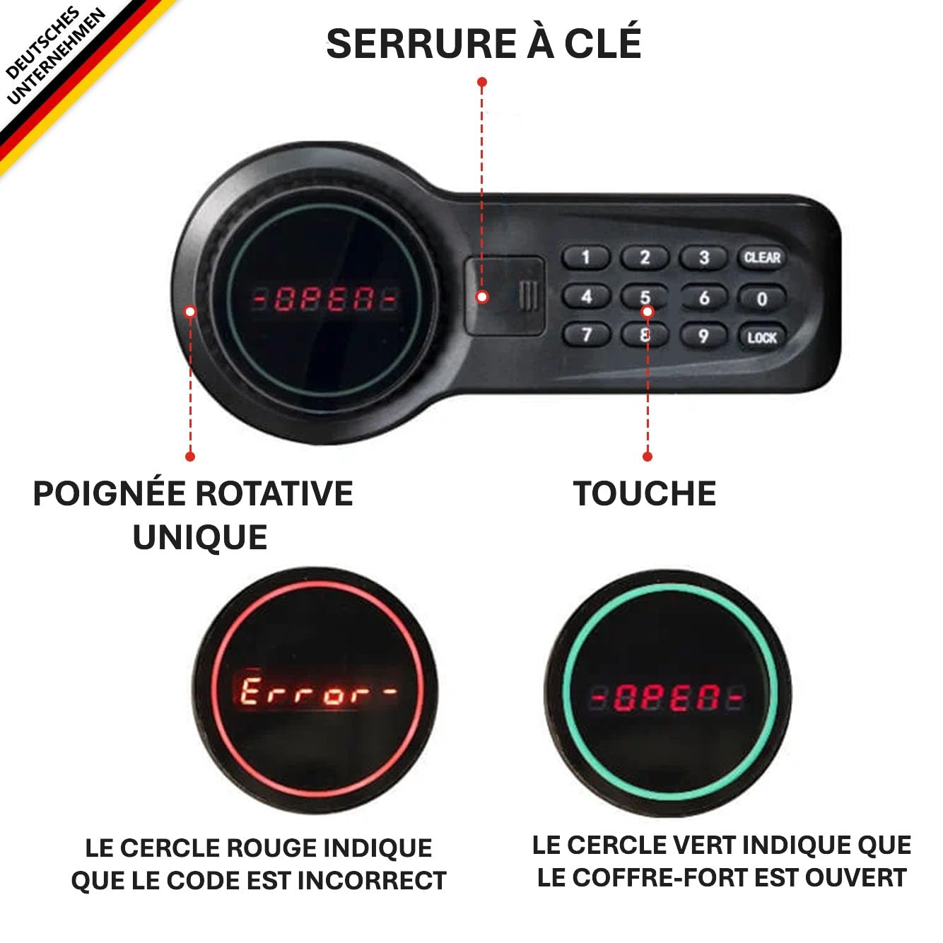KARAT Cassaforte in acciaio legato da parete o da terra - Serratura a combinazione elettronica - con chiavistelli di bloccaggio, 2 chiavi di emergenza, display LED (Ekati 30 x 38 x 30 cm, antracite