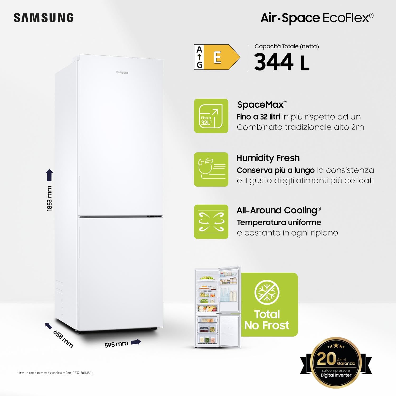 Refrigeratore Samsung EcoFlex RB33B610EWW 344 L White - Dettaglio
