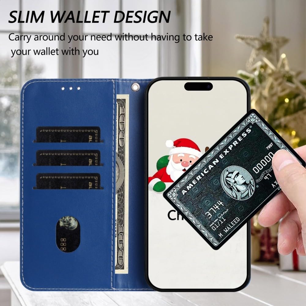 Generic Étui compatible avec Oppo Find X3 Lite (Design : Nuit de Noël) Motif Portefeuille en cuir Étui à rabat