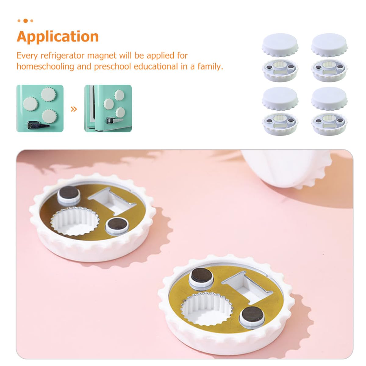 Apribottiglie Magnetico a Cappuccio, Set 8 Pezzi Bianco