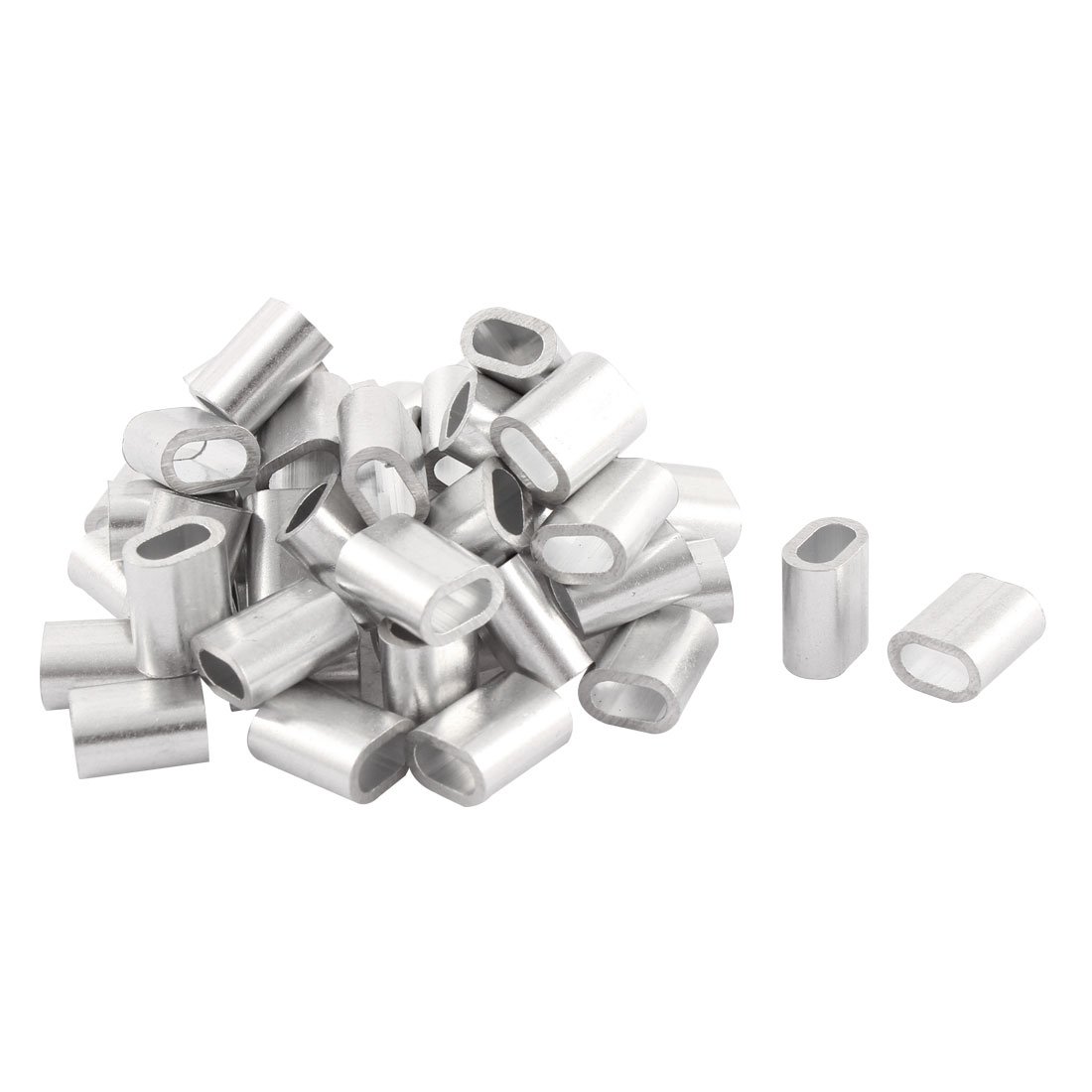 Aexit Oval Aluminum Sleeves Clamps for 3mm Wire Rope Swage Clip 50pcs (51c82d74fd68f0ab6221985f80016df7)