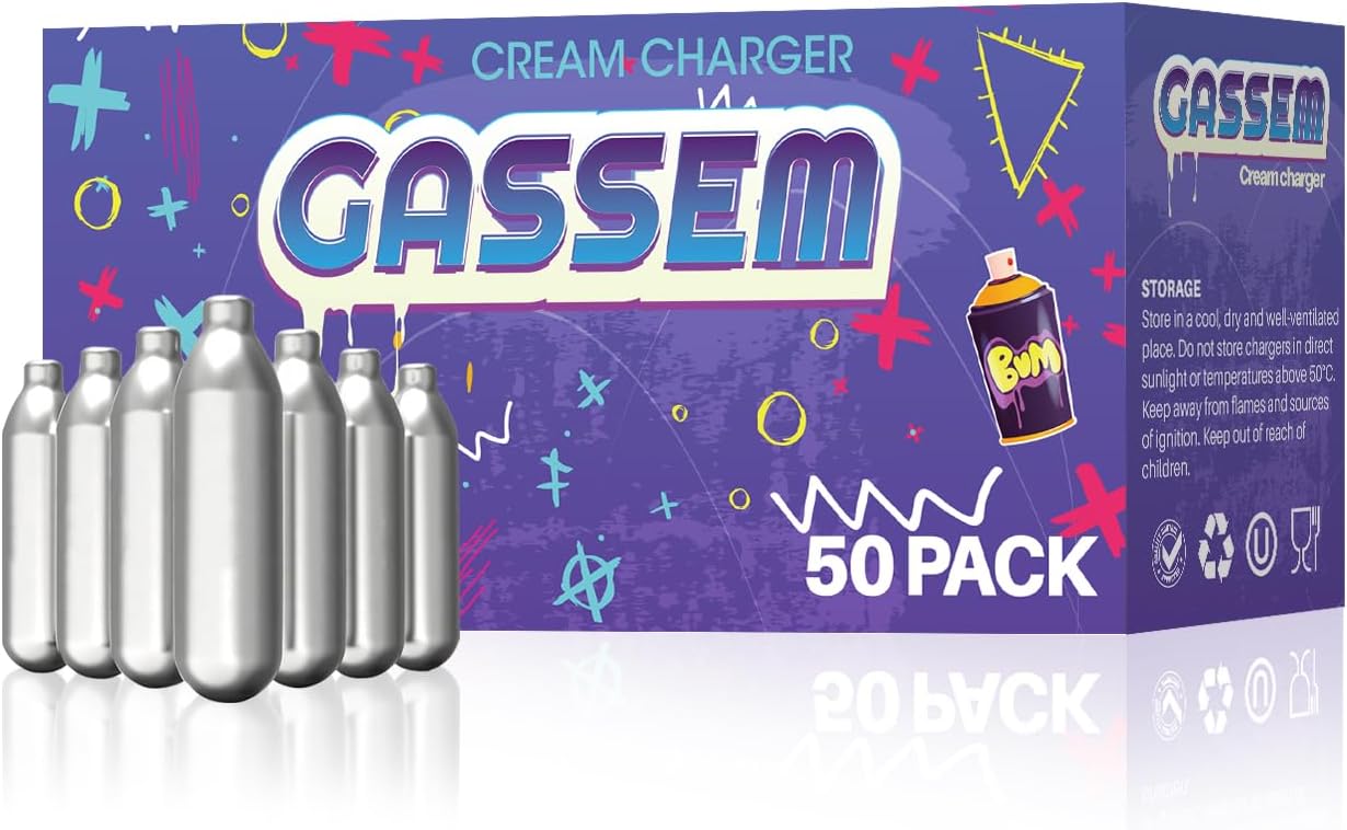 Whipped Cream Chargers N2O Nitrous Oxide 8-Gram Cartridge for Whipped Cream Dispenser, 50 Pack