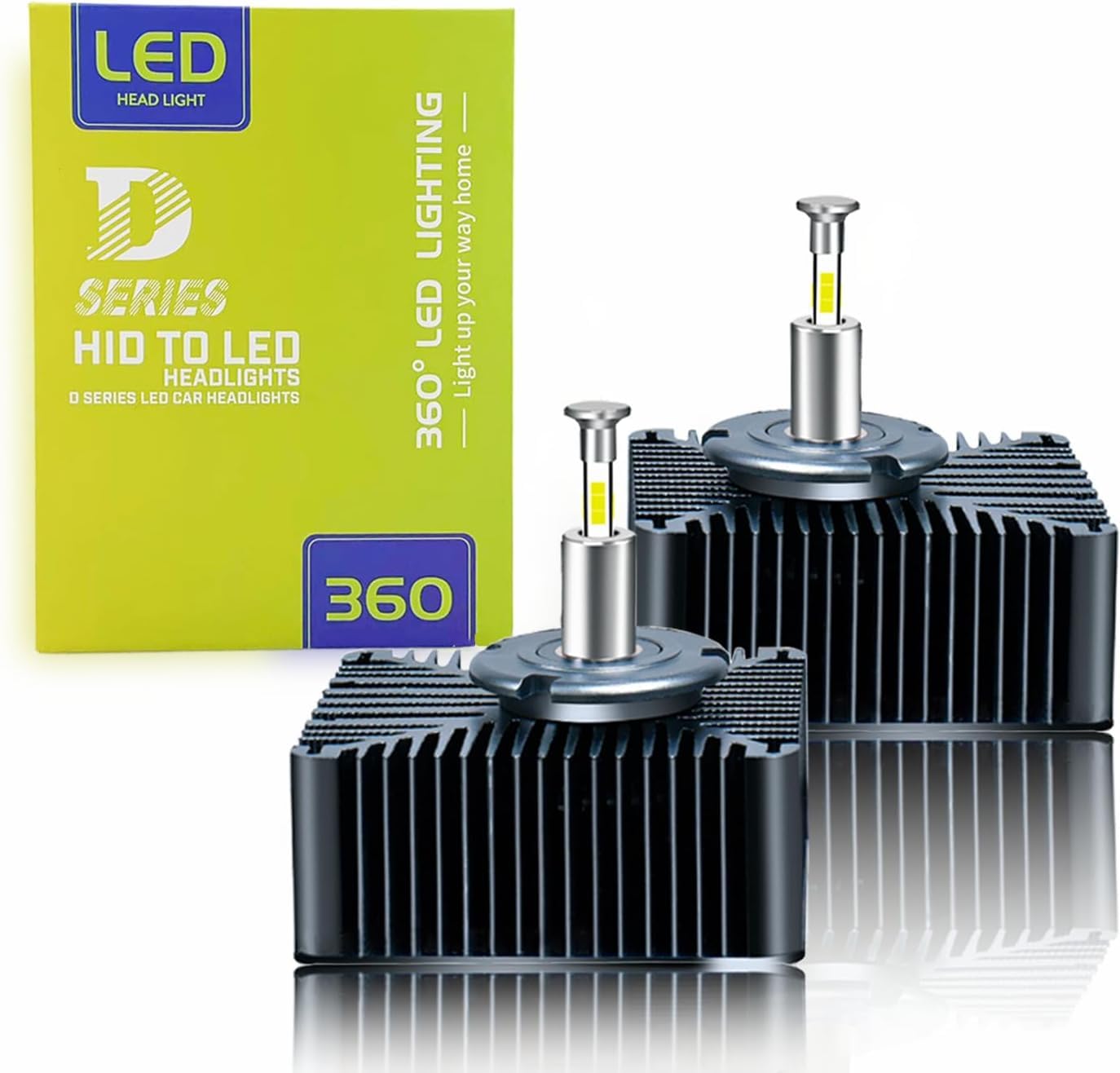 SageSunny Lampadine LED D5S 360°Canbus Wireless, Bianco 6000K, 110W, 11000lm, 400% più luminose per fari allo xeno HID, Plug & Play, confezione da 2, garanzia di 24 mesi