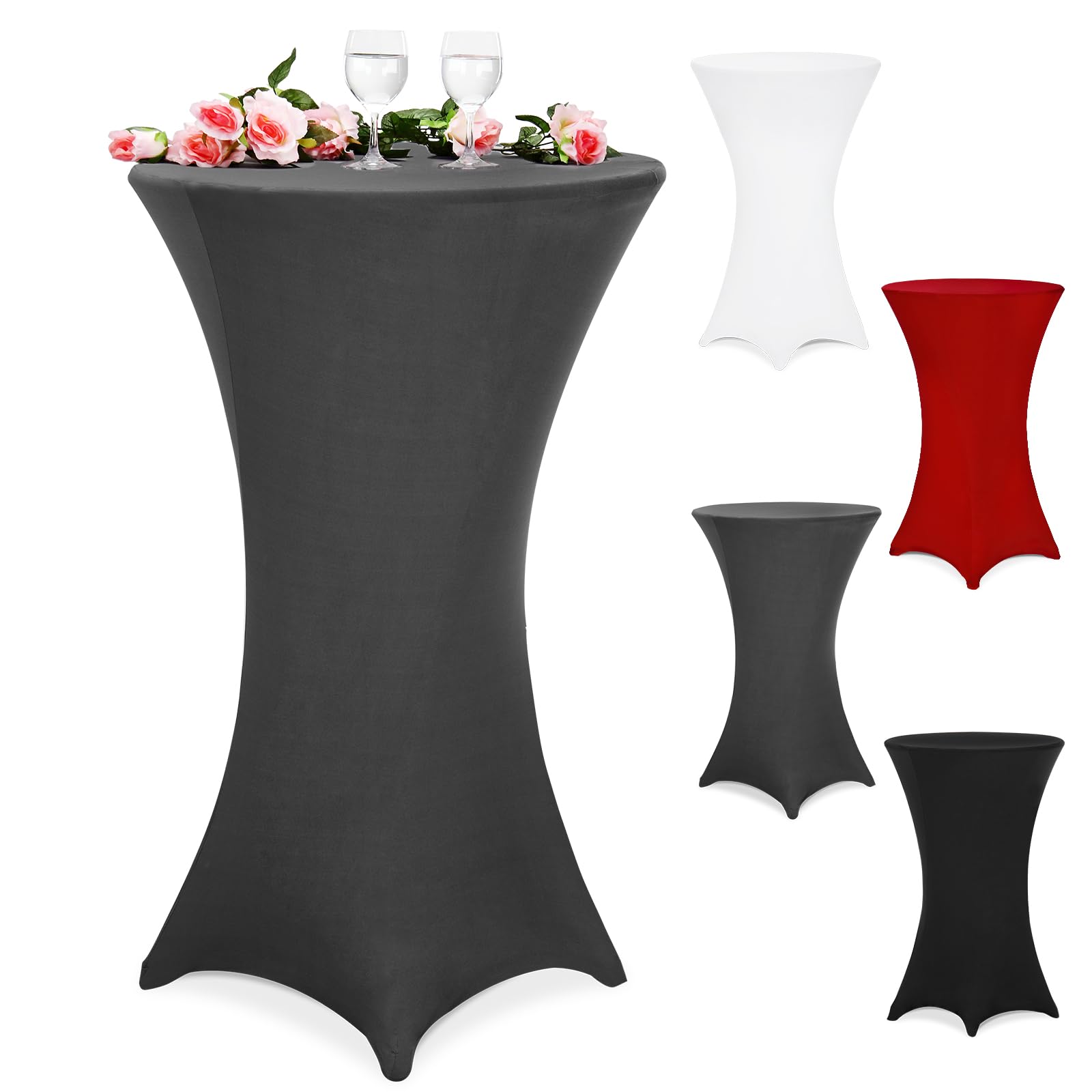 Deuba Copritavolo Stretch Per Tavoli Alti Rotondi Lavabile 30°C Piedi Rinforzati Tanti Colori E Misure Ø 60 Cm Antracite-image