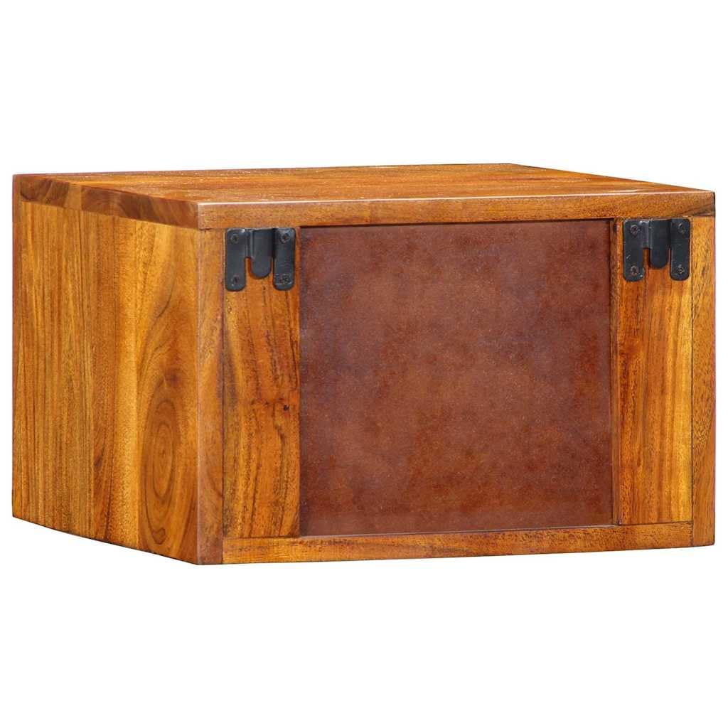 Mesita de noche bohemia para dormitorio como armario de pared que ahorra espacio con espacio de almacenamiento de madera de acacia y prácticos compartimentos y cajones