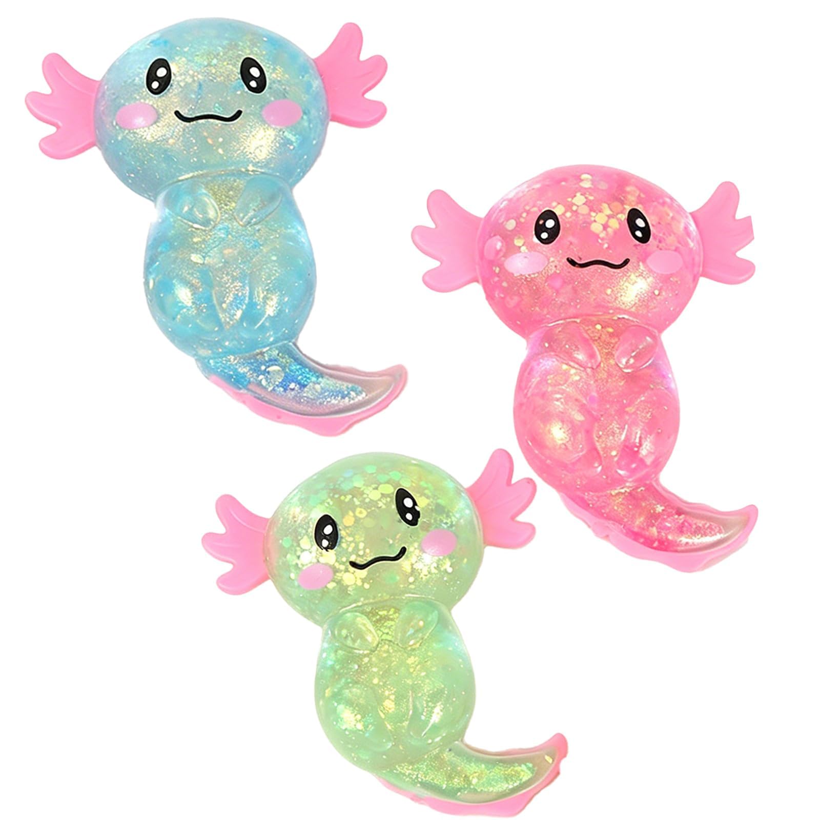 2 Pcs Squishy Fidget Toys,Stress Relief Toy,Salamander Shape,Salamander Relief Toy,a Unisex Stress Reliefs Gift for Teenage Classroom or Desk Play,Birthday Gifts(Pink, Green, Blue, Two Random Options)