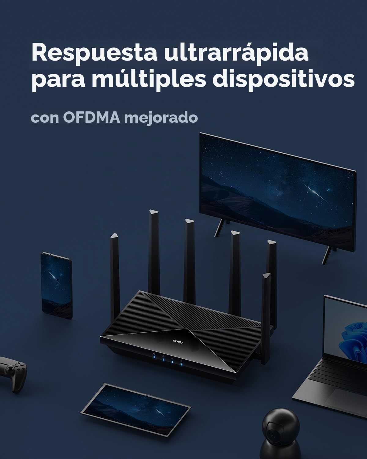 Cudy WiFi 7 BE6500 Doble Banda Router, 2.5G WAN, Cliente y Servidor VPN, Cudy App y Mesh Compatible, CPU Broadcom De Cuatro Núcleos a 2 GHz, Control Parental WR6500H