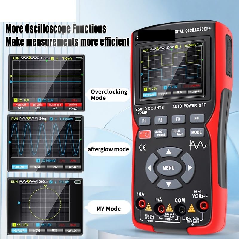 Multimetro oscilloscopio digitale 3 in 1 ZT703S, larghezza di banda 50 MHz, velocità 280 MS, generatore segnale doppio for archiviazione dati forme d'onda for PC(ZT-703S)