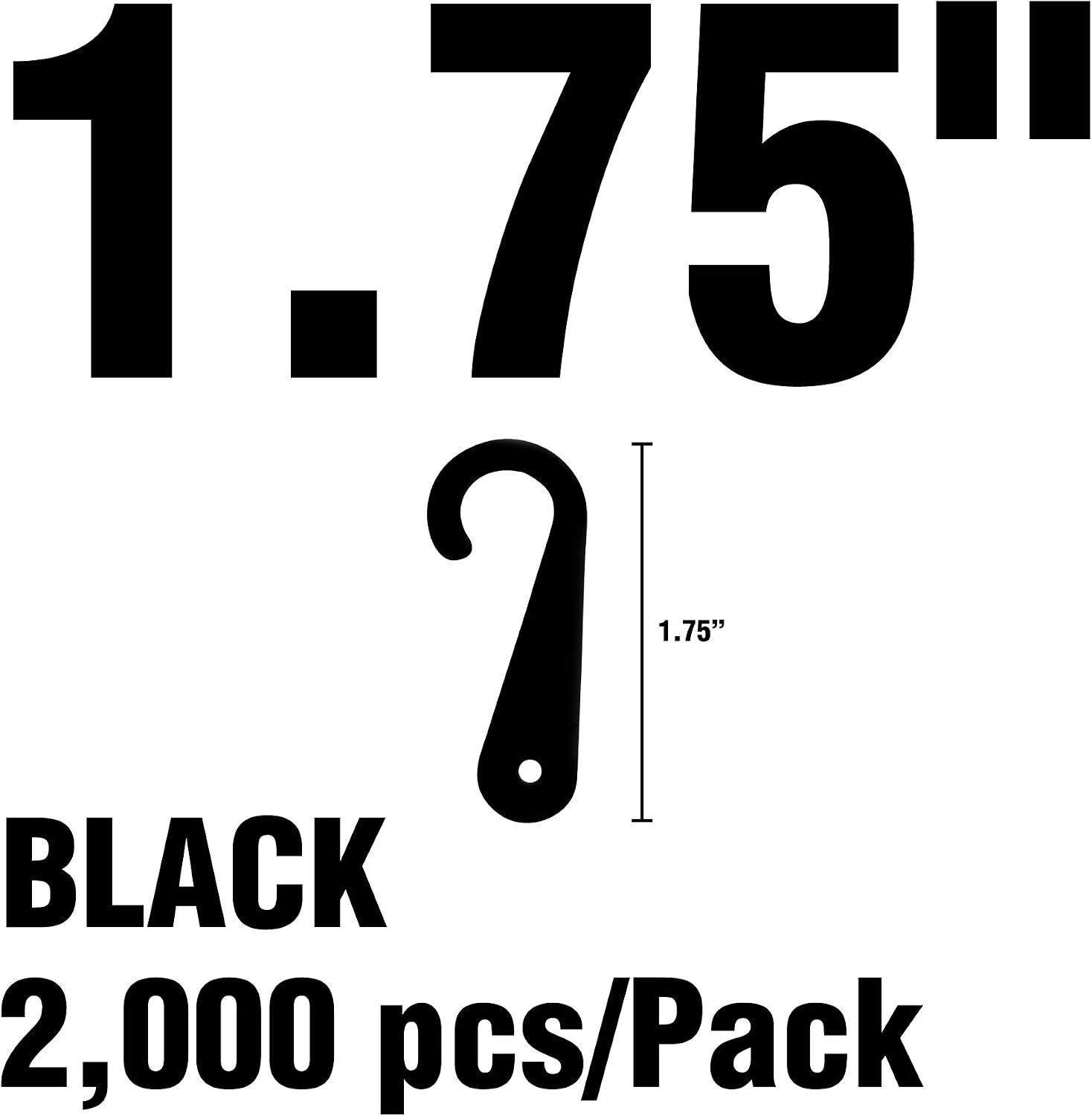 Amram 1 3/4-in Sock Display Hook and Merchandising Attachments, Black, 2,000 Pieces