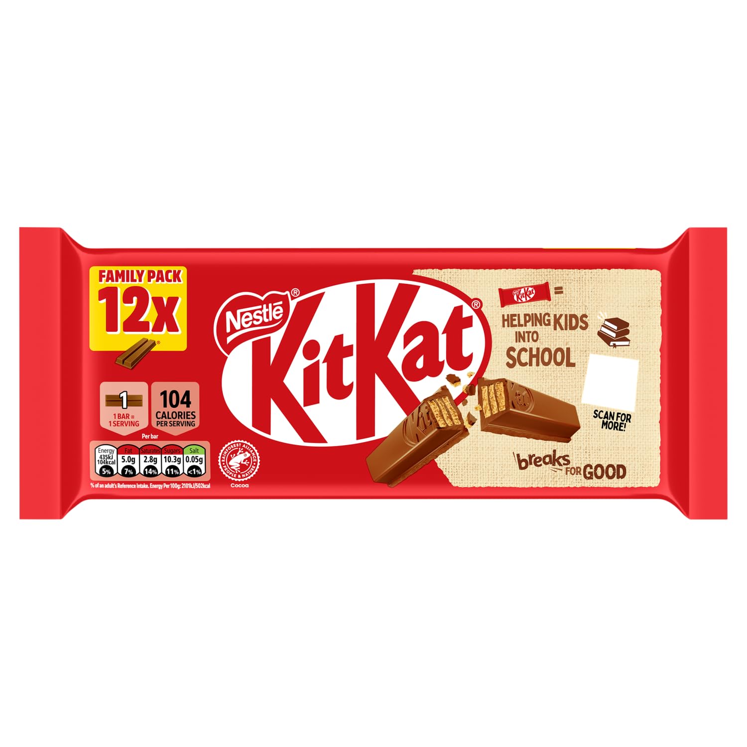 KitKat 2 Finger Milk Chocolate Biscuit Bar Multipack, 12 x 20.7g | Pack of 1