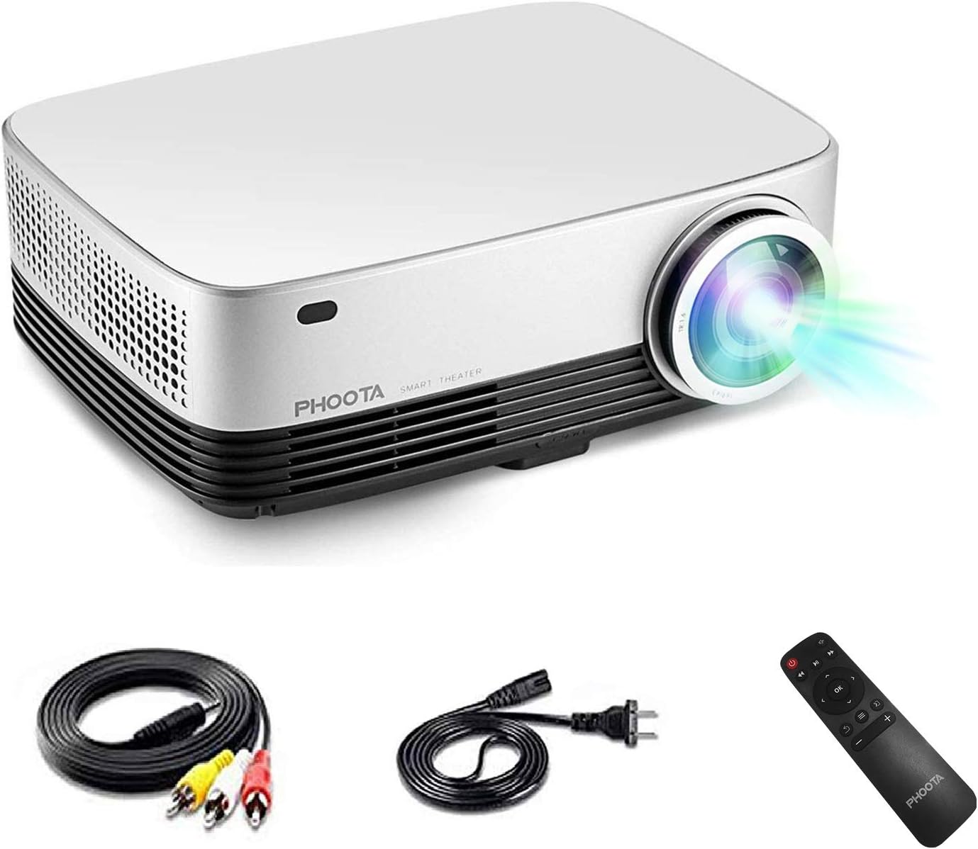 3D Home Theater Projector, PHOOTA 2019 Upgraded 4500 Lumens LCD/LED Contrast Ratio 5000:1, Full 1080P and 200'' Large Display Cinematic Projector, Compatible with TV, USB, HDMI, HiFi Stereo