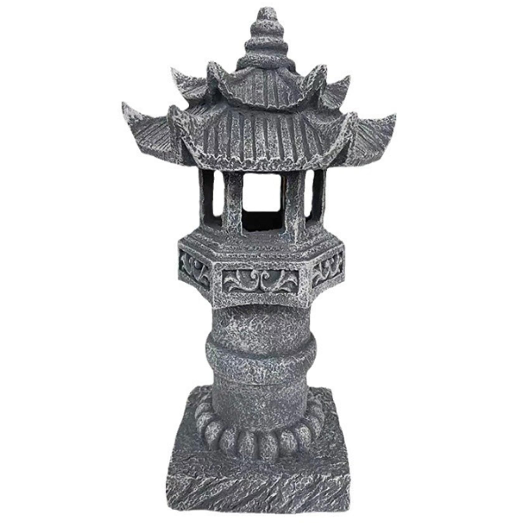 Whyzsjnclg Japanese Pagoda Statues Waterproof Solar Pagoda Lantern for Garden Yard Lawn Balcony Patio Porch, 4.8x4.8x12 Inch