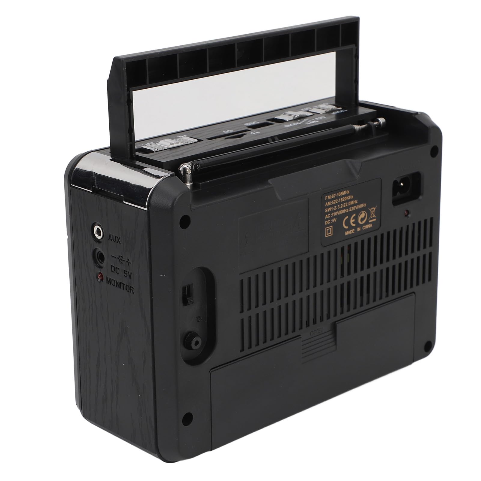 Altavoz Bluetooth Radio Estilo Retro, Radio Portátil Am FM SW, Radio de Sintonización Manual Inalámbrica con 3 Modos de Fuente de Alimentación, Reloj para el Hogar (Enchufe de la