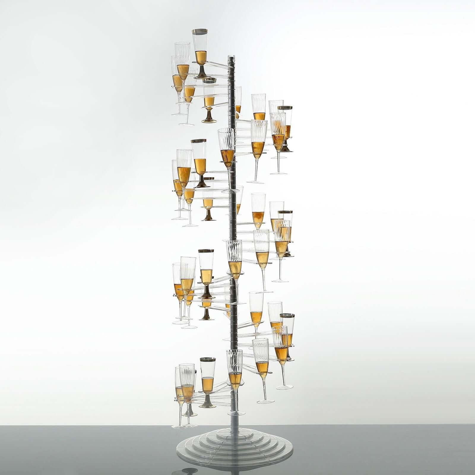 Tableclothsfactory 4.5ft Clear Acrylic Spiral Champagne Flute Bar Rack Stand, Wine Glass Display Holder