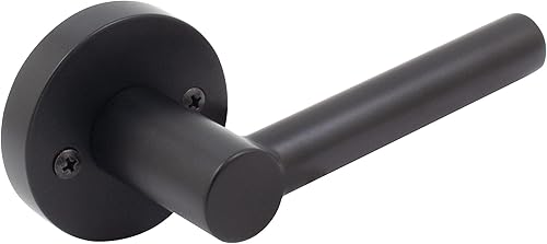 Stone Harbor Hardware Zurich - Manija de puerta con roseta redonda, pestillo simulado (sin giro), color negro mate