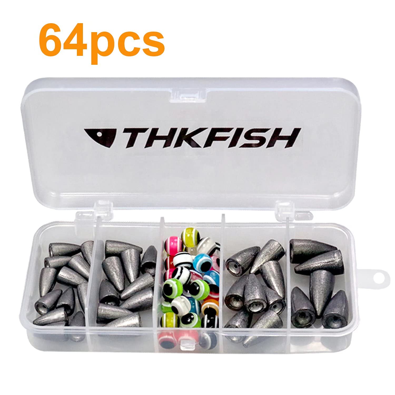 THKFISH Pesos de Pesca Perlas de Pesca Anzuelos de Pesca Pesos de Balas Carolina Rig Kit de Plataforma de Texas Kit de Accesorios de Pesca 64 piezas/219 piezas/50 Piezas