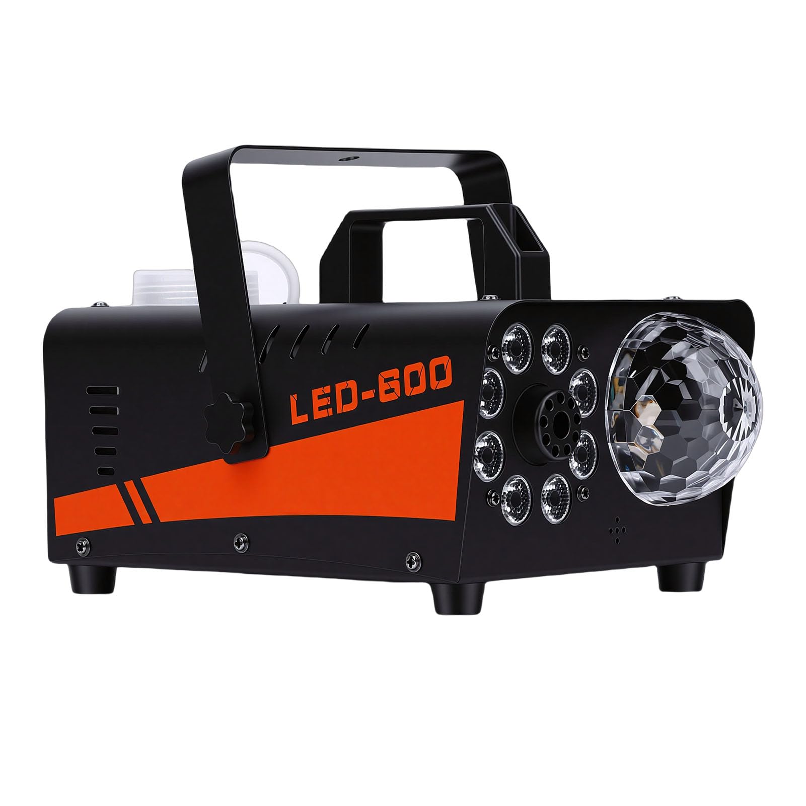 Hyuduo 600-W-Nebelmaschine mit Beleuchtung, Discokugel und LED-Lichtern, Fernbedienung, 13 Beleuchtungsmodi, Mindestvolumenstrom 2000 Kubikfuß für Bühnen, Partys, DJ-Events (EU-Stecker 220 V)