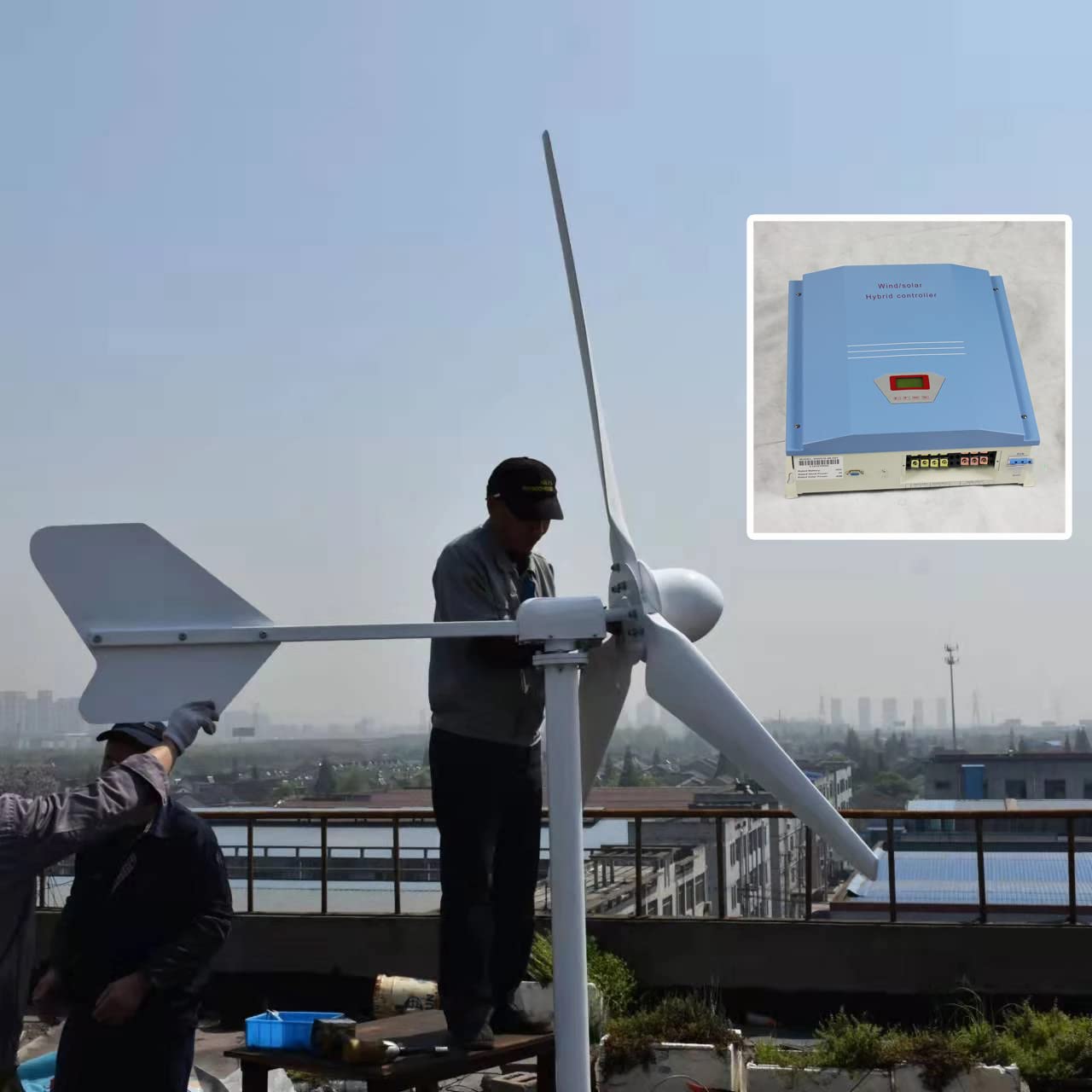 3000W 48V Horizontal Wind Turbine 3KW Wind Generator Kits 3 Blades Wind Turbines with Charge Controller for Home Industrial RV Farm Off Grid System (No Pole)