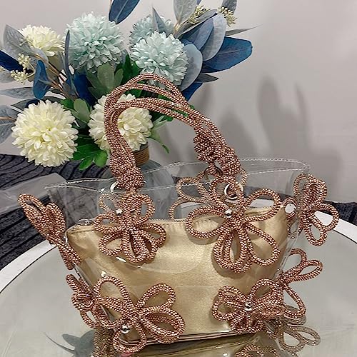 Image of Clear Rhinestone Handbag for Women Crystal Evening Purses with Handle Glitter Handbag for Wedding Party Prom