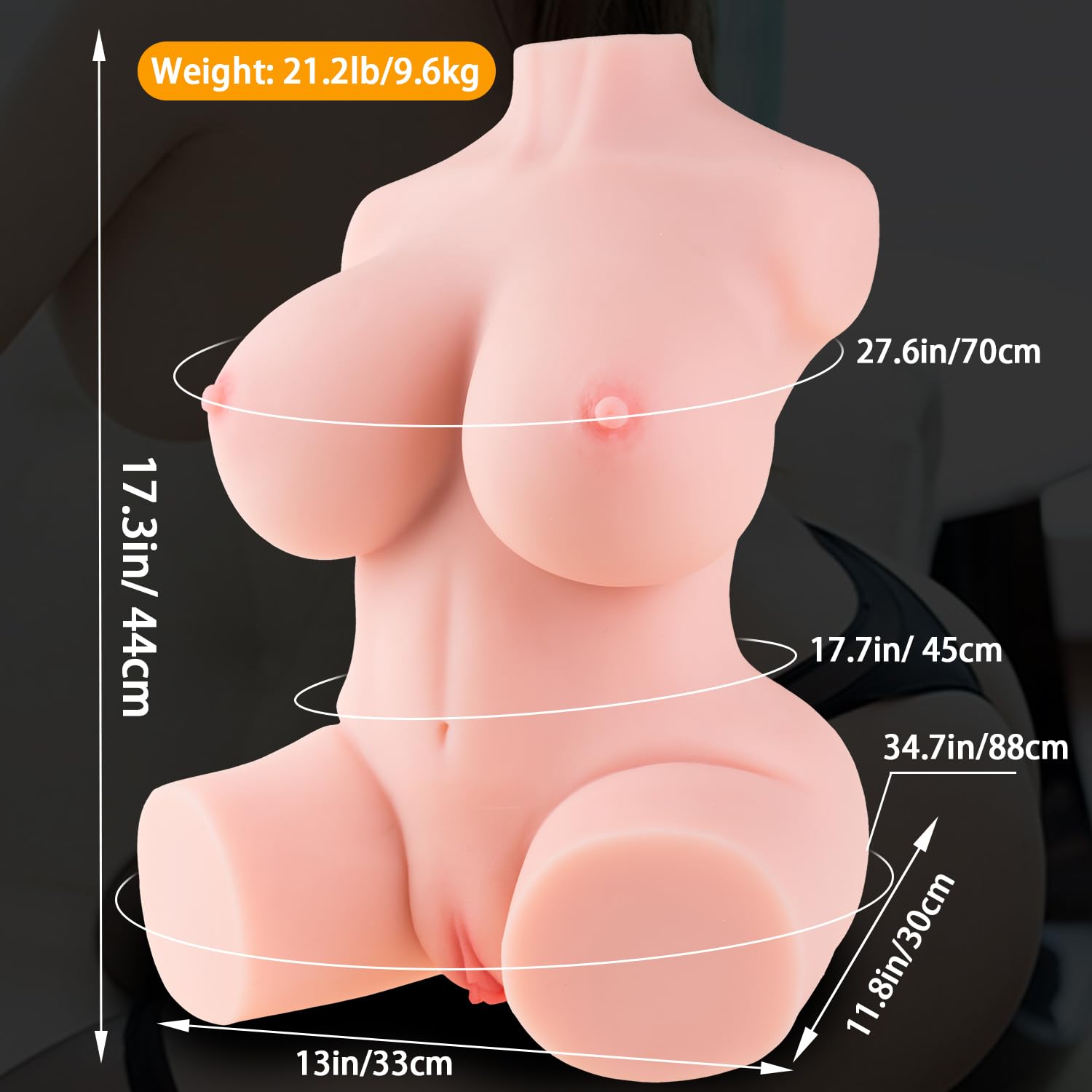 21.2lb Torso Sex Doll Male Masturbator with Boobs Anal Vagina Sex Stroker Realistic Big Butt Sex Dolls Torso Female Ass Masturbators Sex Toys Men Masturbation Adult Toys Men’s Sex Dolls Pocket Pussy