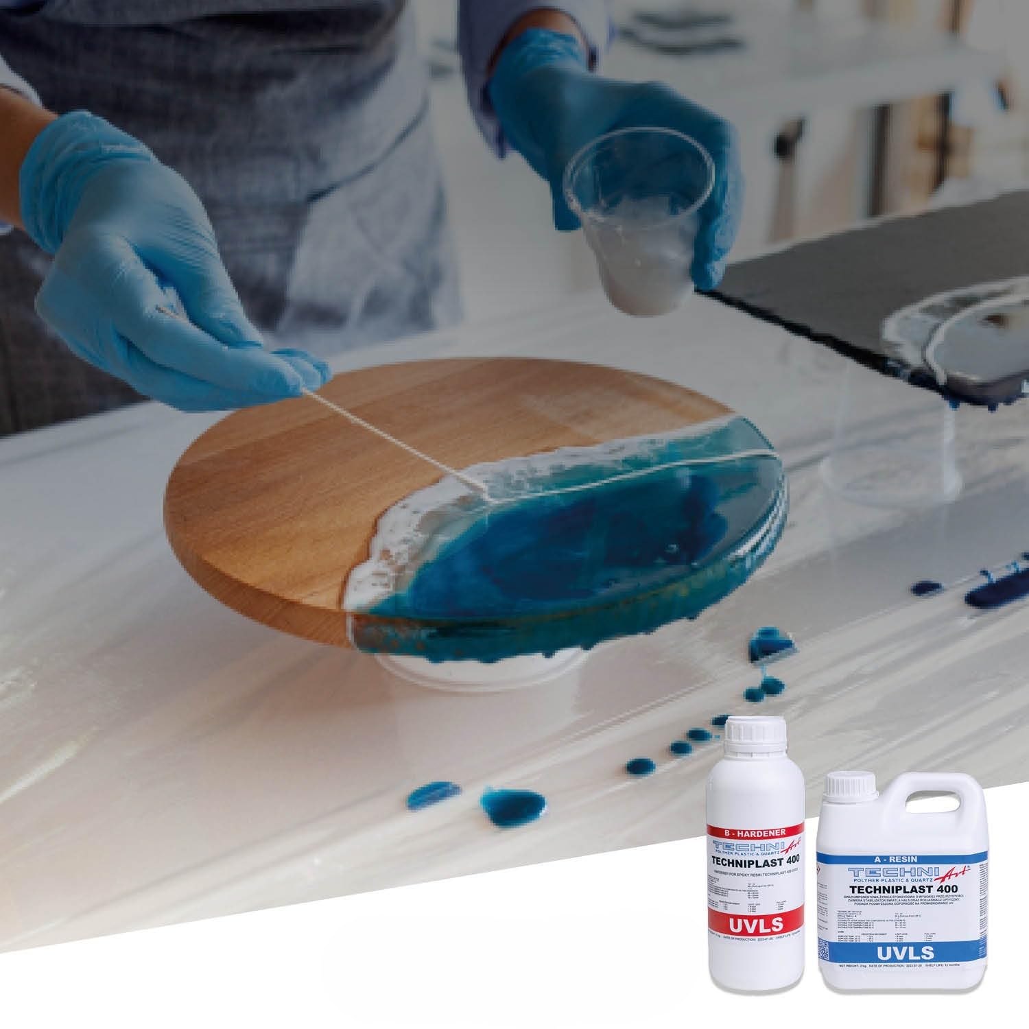 TECHNIPLAST 400 – Krystalicznie Przezroczysta Żywica Epoksydowa, ze zwiększoną odpornością na UV do Odlewów, Posadzek i Projektów Artystycznych – Zestaw 7,5 kg