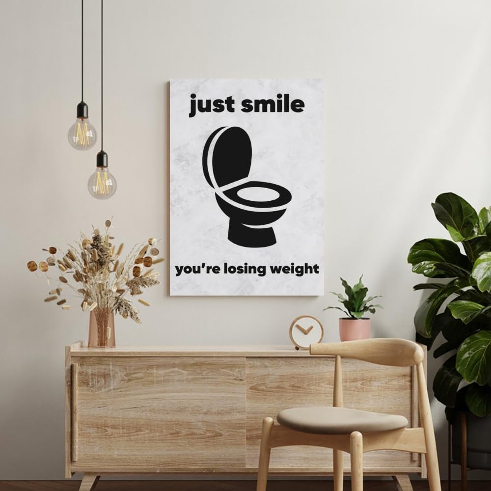 LuminDaze Funny Bathroom Decor Wall Art Smile Youre Losing Weight Cute Funny Poster Toilet Rules Sign Black and White Wall Decor Painting Canvas Print 8x12inchUnframed, style-18 5 LuminDaze Funny Bathroom Decor Wall Art Smile Youre Losing Weight Cute Funny Poster Toilet Rules Sign Black and White Wall Decor Painting Canvas Print 8x12inchUnframed, style-18