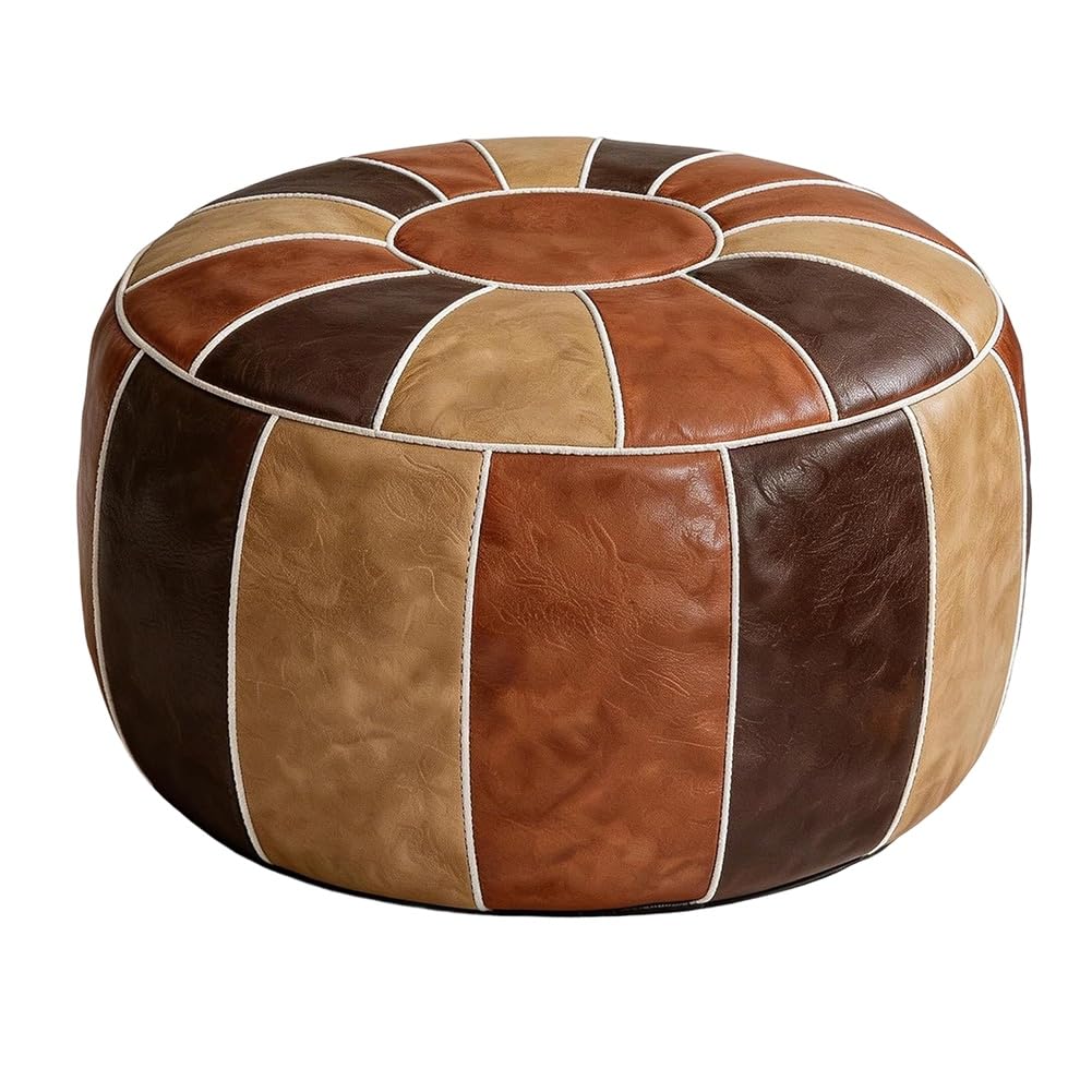 CTRLZS Unstuffed Foot Stool Storage Pouf Ottoman Seat Handmade Faux Leather Moroccan Floor Chair Foot Rest