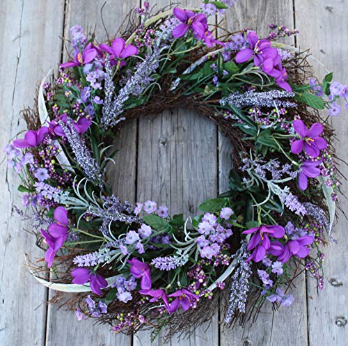 The Wreath Depot Lavender Blossom Silk Spring Door Wreath, 20 Inch