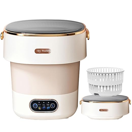 Portable Washing Machine,Mini Washer -20L Upgraded With Spin Basket,Small Clothes Folding Washing Machine Of Underwear, Baby And Small Clothes,Suitable For Home Apartments Dormitories, Hotels Beige
