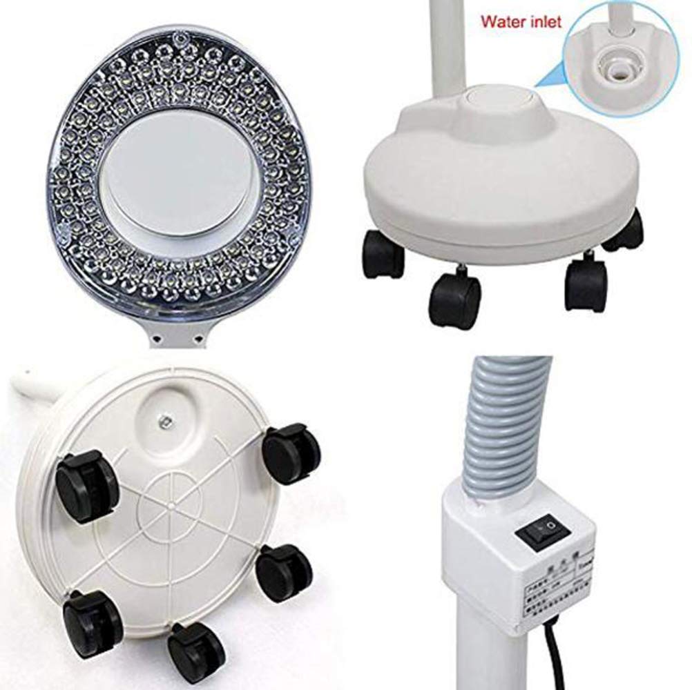Powiększająca lampa podłogowa LED, światło dzienne z lupą o jasnym świetle, szkło powiększające 3x, elastyczna regulowana wysokość, gęsia szyja, zimne światło do czytania Salon Beau (kolor: A)