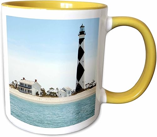Vista 36 de 3dRose North Carolina, Cape Lookout Lighthouse-US34 LSE0035-Lynn Seldon - Taza de dos tonos, 11 onzas, negro/blanco