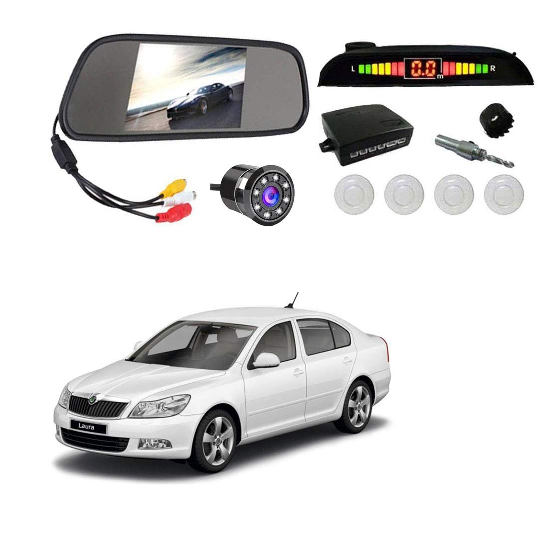 AYW (ALL YOU WANT) Car Rear View Camera with White Sensor and Screen of Laura