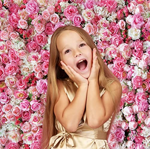 Dudaacvt 10X10Ft Rose Floral Wall Wedding Photography Backdrop Vinyl Pink Flowers Wall Photo Backdrop Happy Birthday Backdrop Studio Prop D040 #TOP1