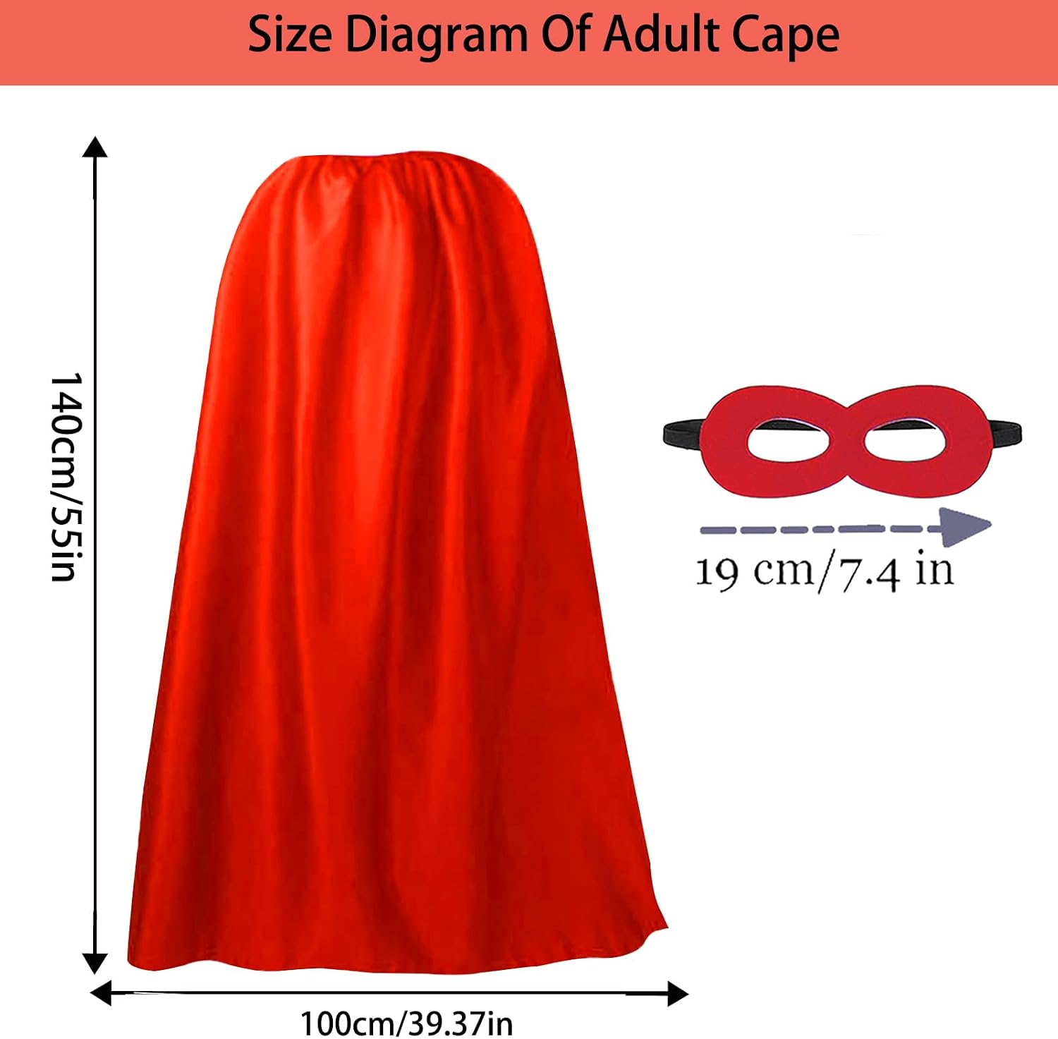 Adult Superhero Cape and Masks-Halloween Vampire Cape Men and Women Costume Party Superhero Cape