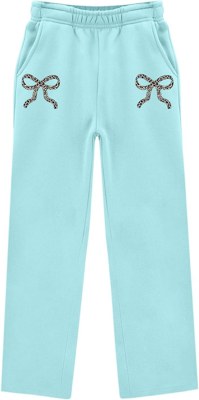 Boys Girls Sweatsuit 2 Piece Cute Bow Hoodie Oversized Sweatshirt Wide Leg Sweatpants Outfit Long Sleeve Trendy Hooded