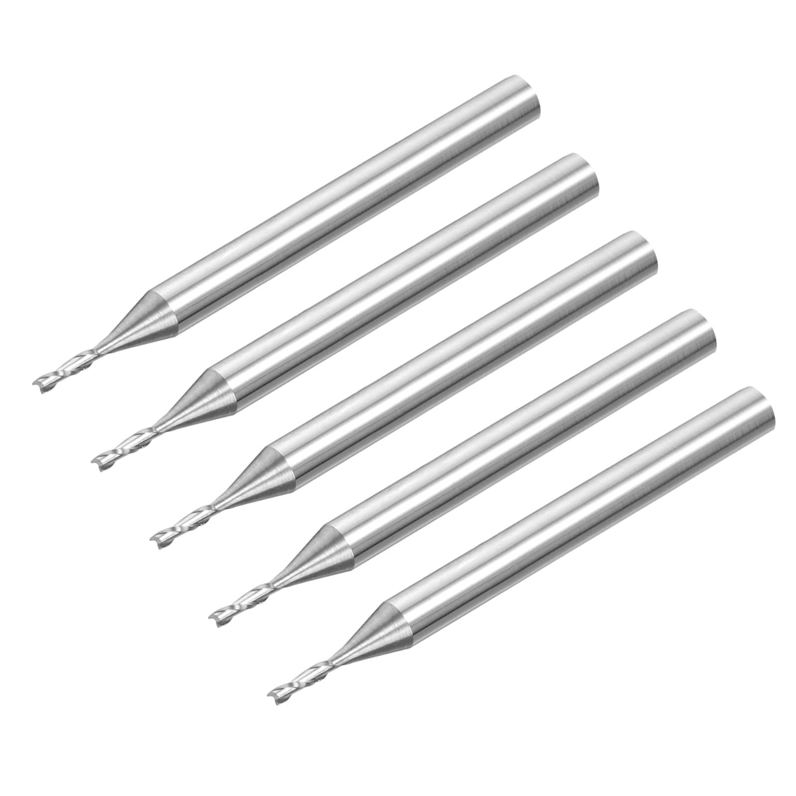 QUARKZMAN 3.175mm 1/8" Tige 1.0mm x 6mm Spirale Routeur Bits x 5PCS Solide Carbure CNC Fin Fraise pour Découpe Acrylique Plastique Résine Bois [2 Cannelures]