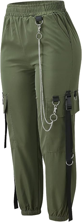 QWENTMTNTY Baggy Cargo Pants for Women Fashion Loose Plus Size Drastring Elastic Waist Trousers Summer Casual Streetwear