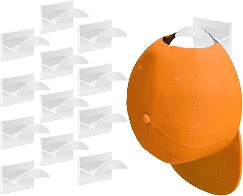 Ganchos adhesivos para sombreros de pared (12 piezas) Percheros para gorras de béisbol, diseño minimalista para sombreros, ganchos de sujeción