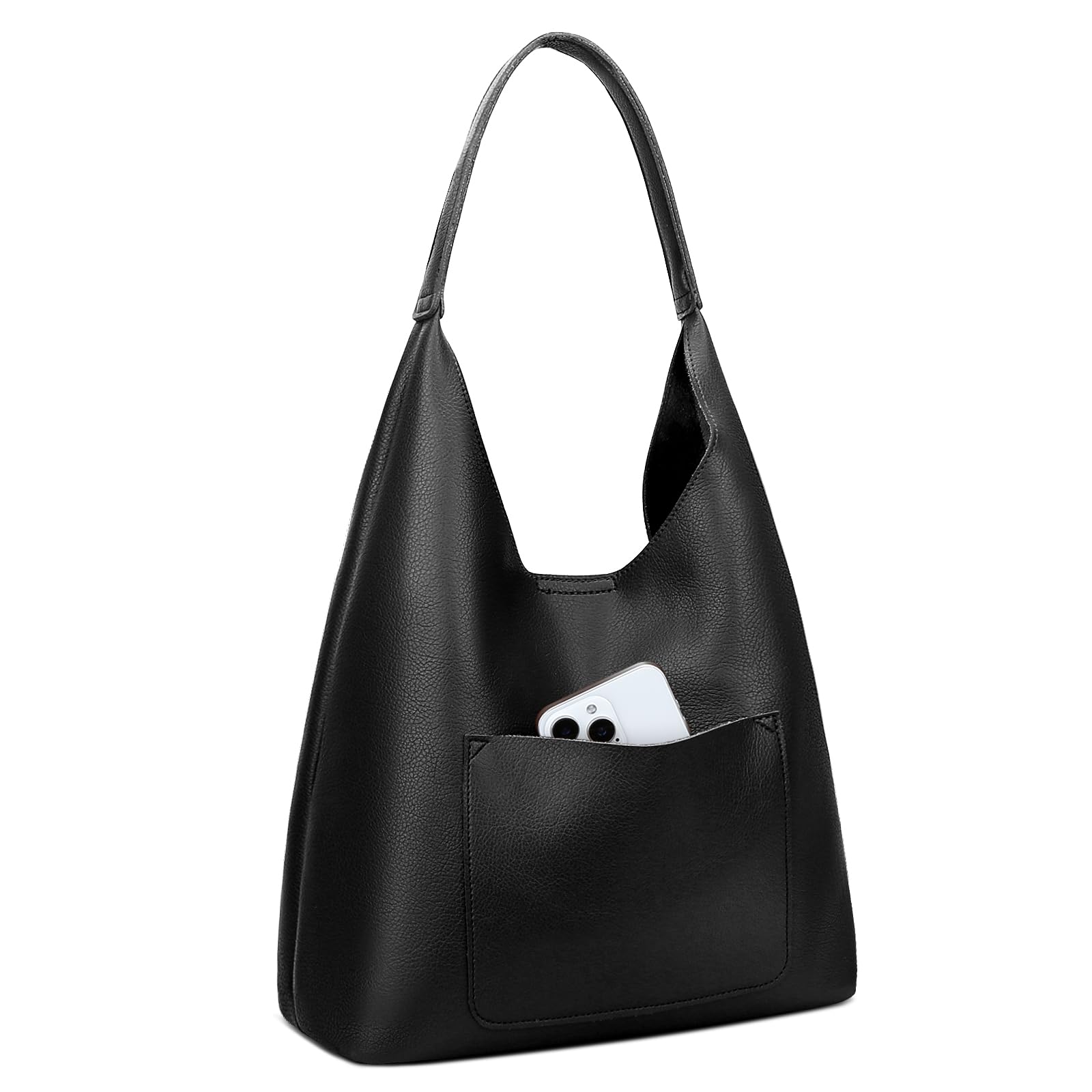KKXIU Hobo Bags for Women Soft Vegan Leather Tote Purse Bag Slouchy Shoulder Handbag - Black