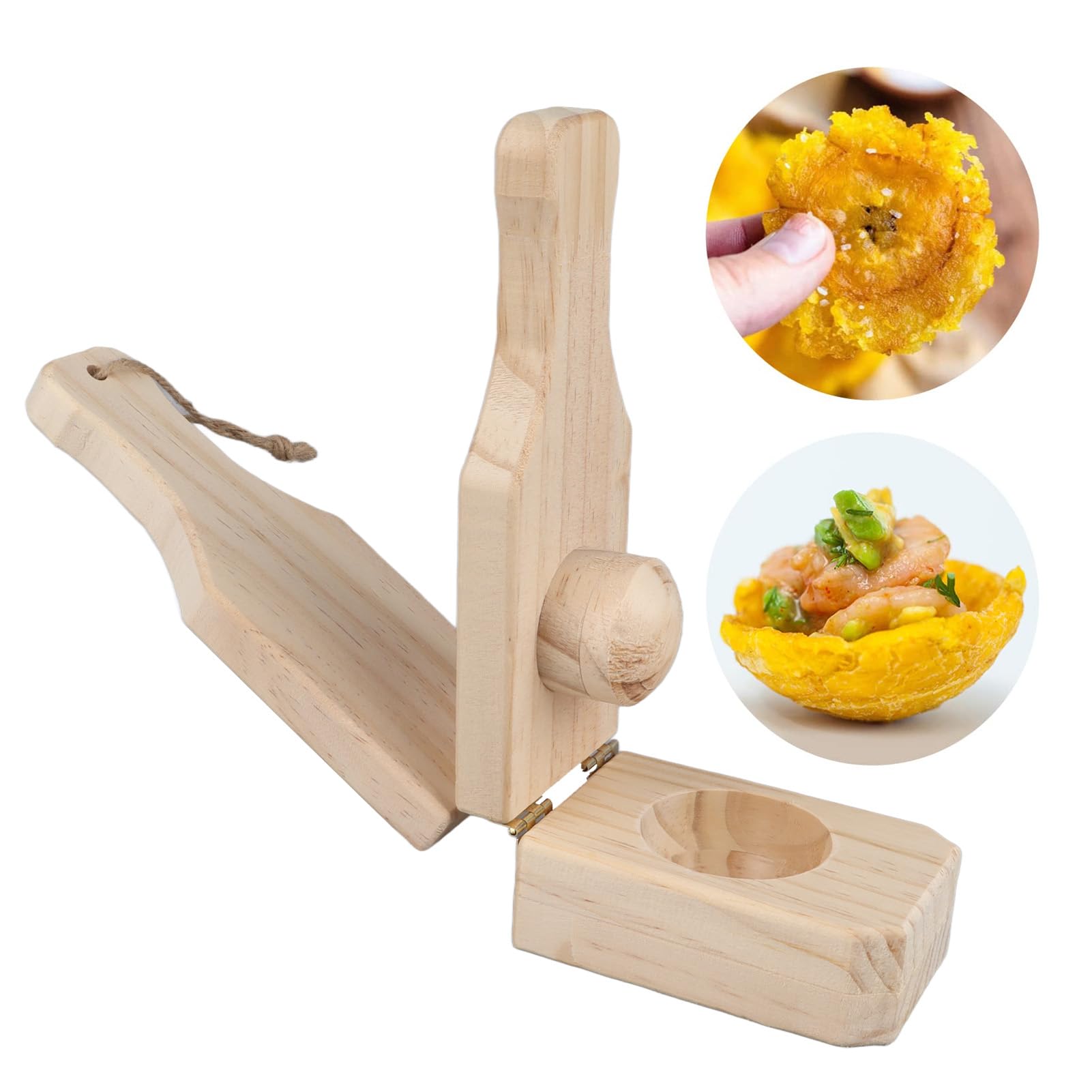 Prensa de Plátano, Tostonera de Madera, Triturador de Plátano, Plátano Frito Reutilizable, Máquina de Plátanos Rellenos con Cordón Colgante