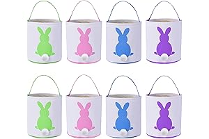 Cute Cloth Easter Basket for Kids - 8-Pack Easter Bunny Bags, Rabbit Ear Design
