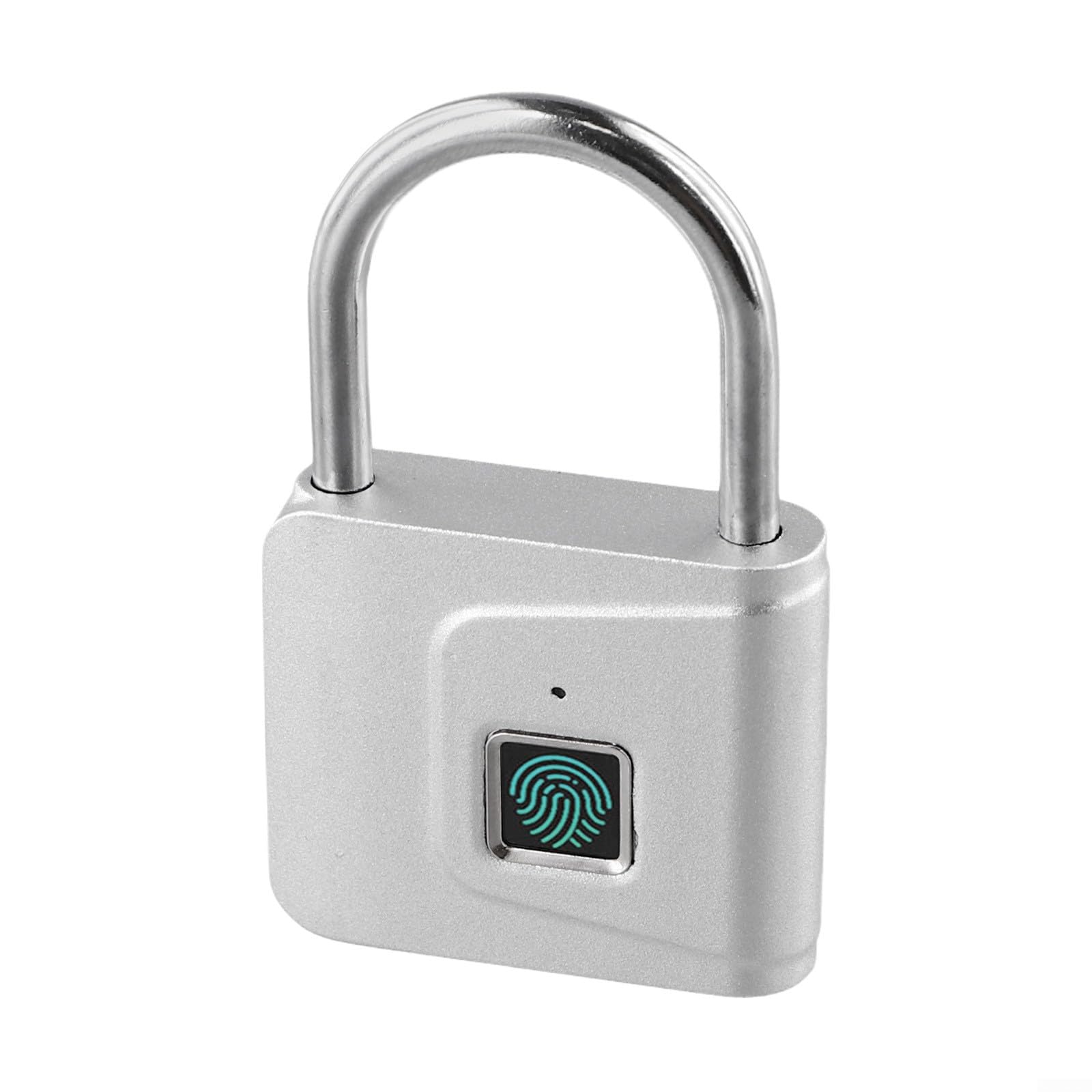 Lucchetto con Impronta Digitale per la casa Intelligente Lucchetto in Metallo Senza Chiave per Un Accesso rapido con Tecnologia AI per Una Maggiore sensibilità (Argento)
