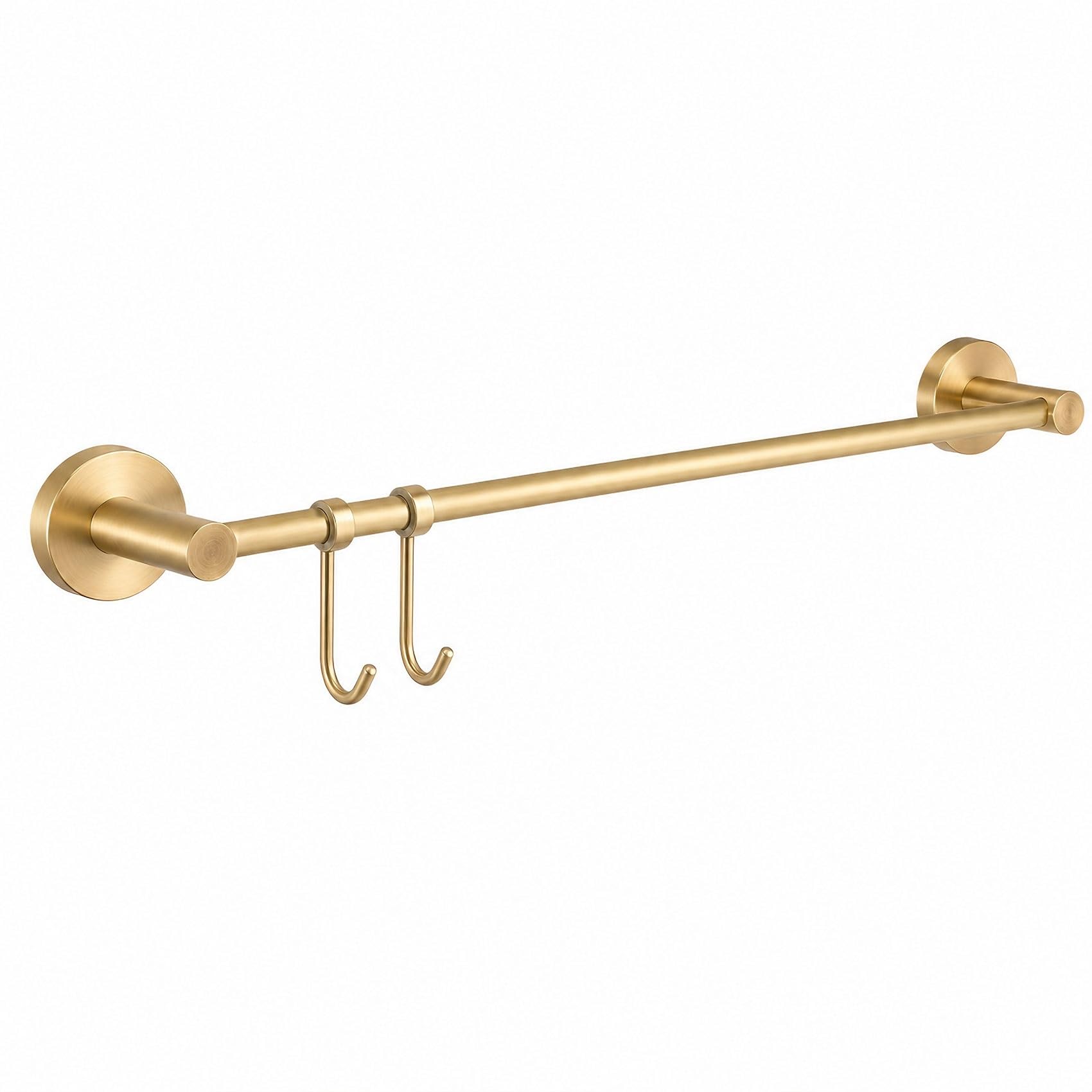 Handtuchhalter Ohne Bohren aus Messing mit 2 Verstellbaren Schiebehaken | Rostfreie Wandhandtuchhalter für Badezimmer Stabiler Organizer in Gebürstetem Gold für Küche(Brushed Gold,50cm/19.7in)