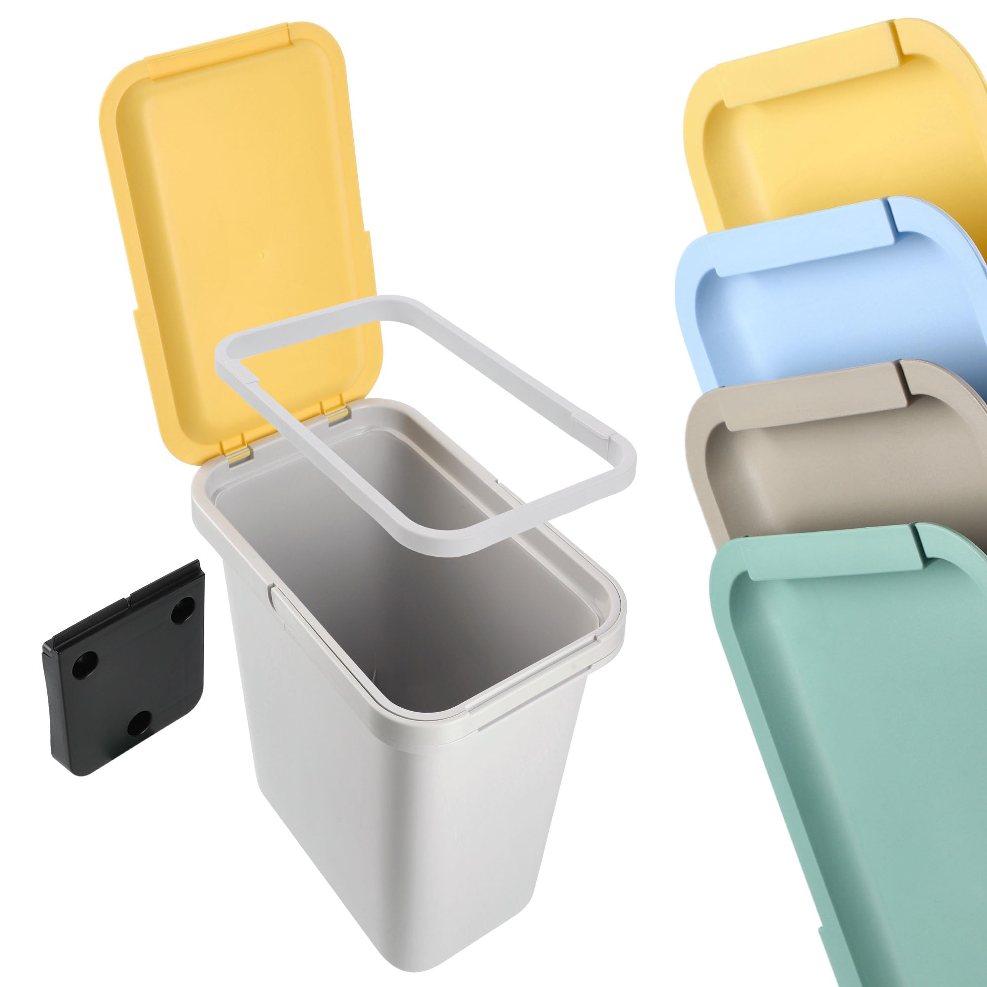 KADAX Set di Pattumiera per Raccolta Rifiuti, Sistema di Raccolta, Robusto Contenitore Con Coperchio Denso, in Plastica (Bianco 4 x 12L)