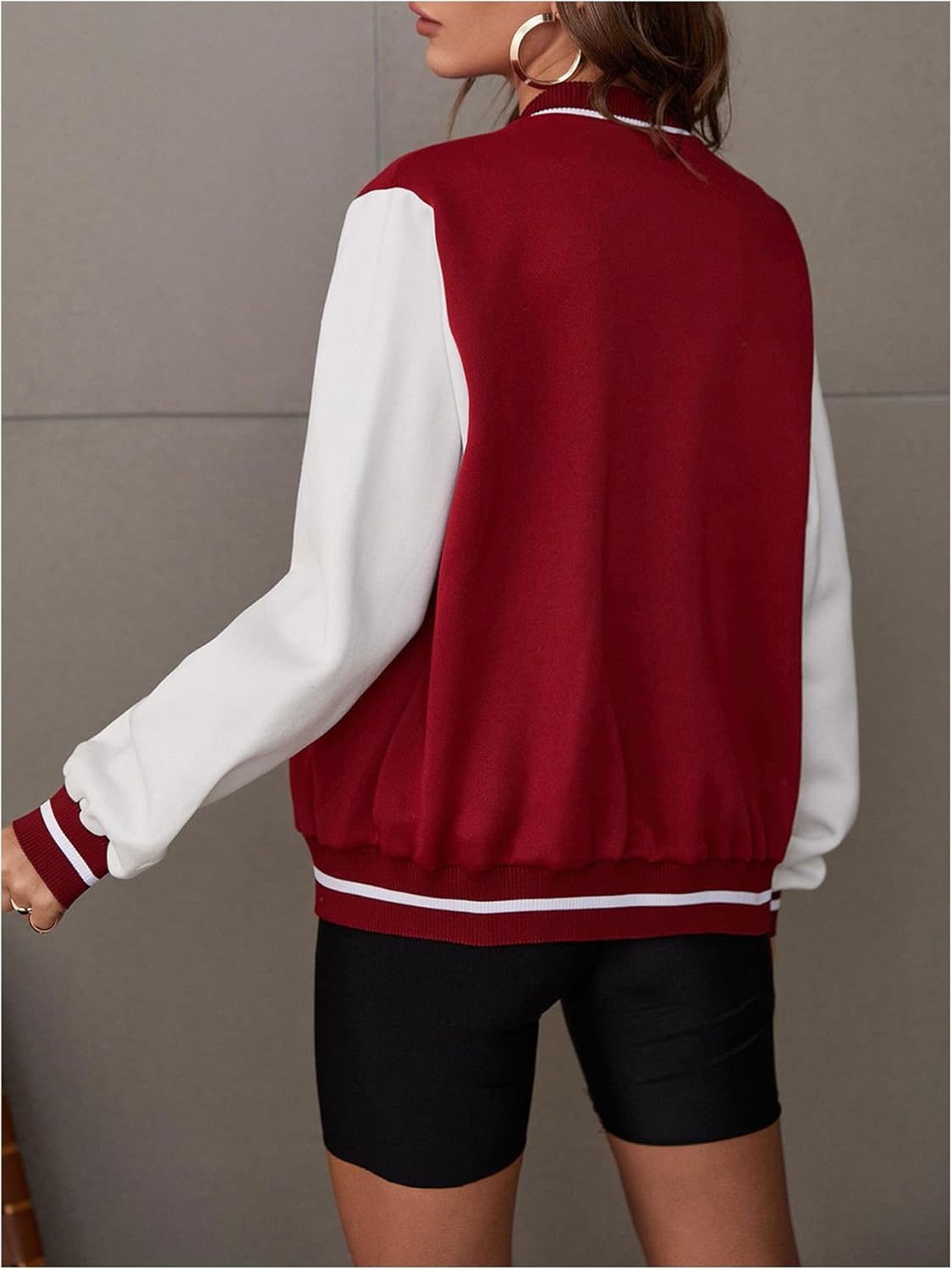 SweatyRocks Women's Graphic Button Down Bomber Jacket Baseball Uniform Long Sleeve Outwear - Image 2