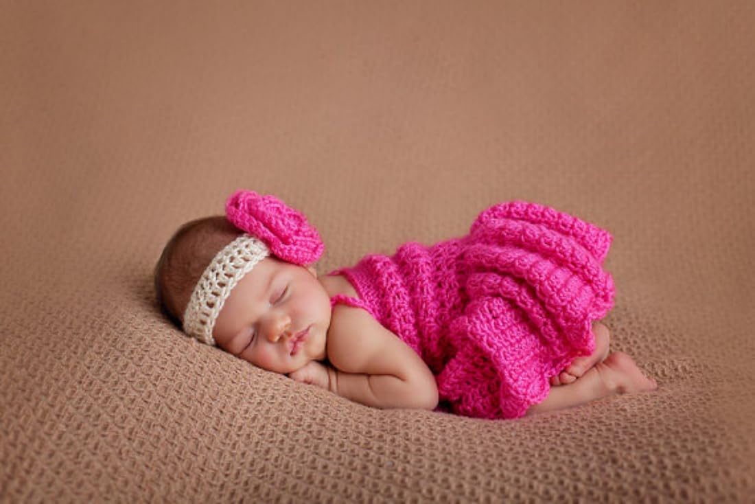 Vomdrok Newborn Baby Girl Photo Shoot Props Outfits Lovely Flower Headband Dress Crochet Knitted Costume Photography Props