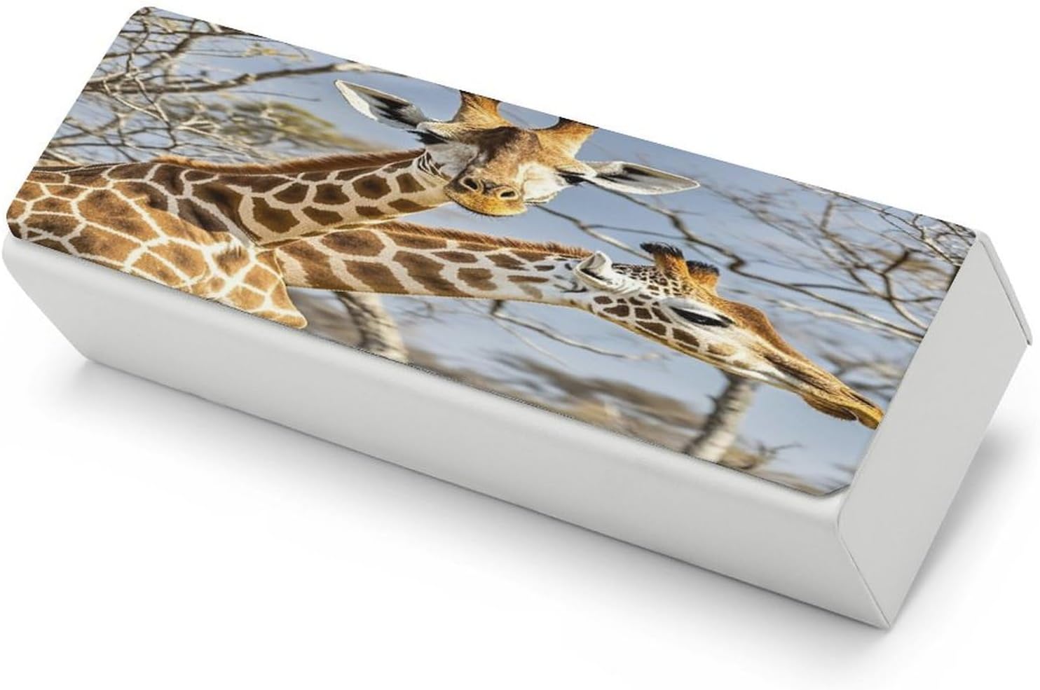 Giraffe Eyeglasses Case Hard Shell for Men Women PU Leather Eyeglass Cover Fashionable Travel Sunglasses Cases Portable Reading Glasses Cover with Cleaning Cloth